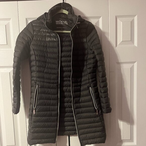 Michael Kors Women's Hooded Packable Down Puffer Coat Grey Size Small - Picture 1 of 5